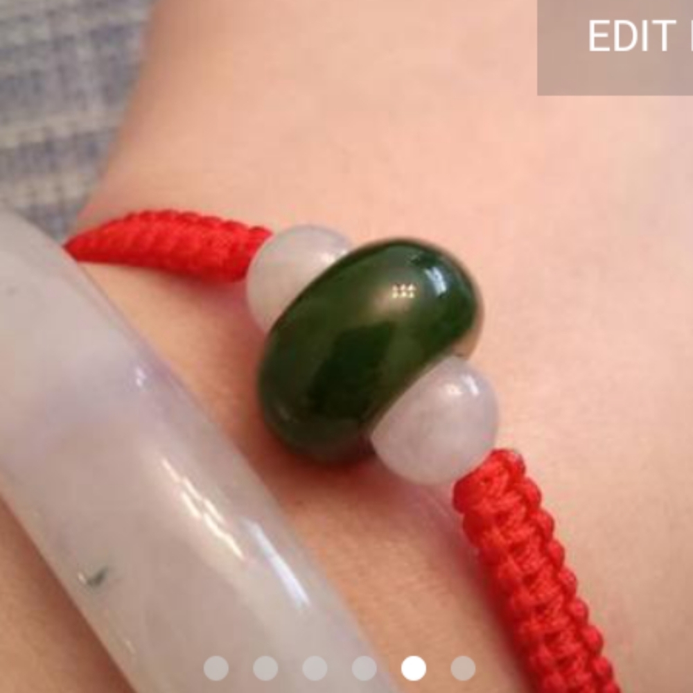 Red String Bracelet with Canadian Jade - Picture 5 of 6